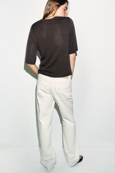 HAUT EN MAILLE À MANCHES COURTES - Marron de Zara - Image 2