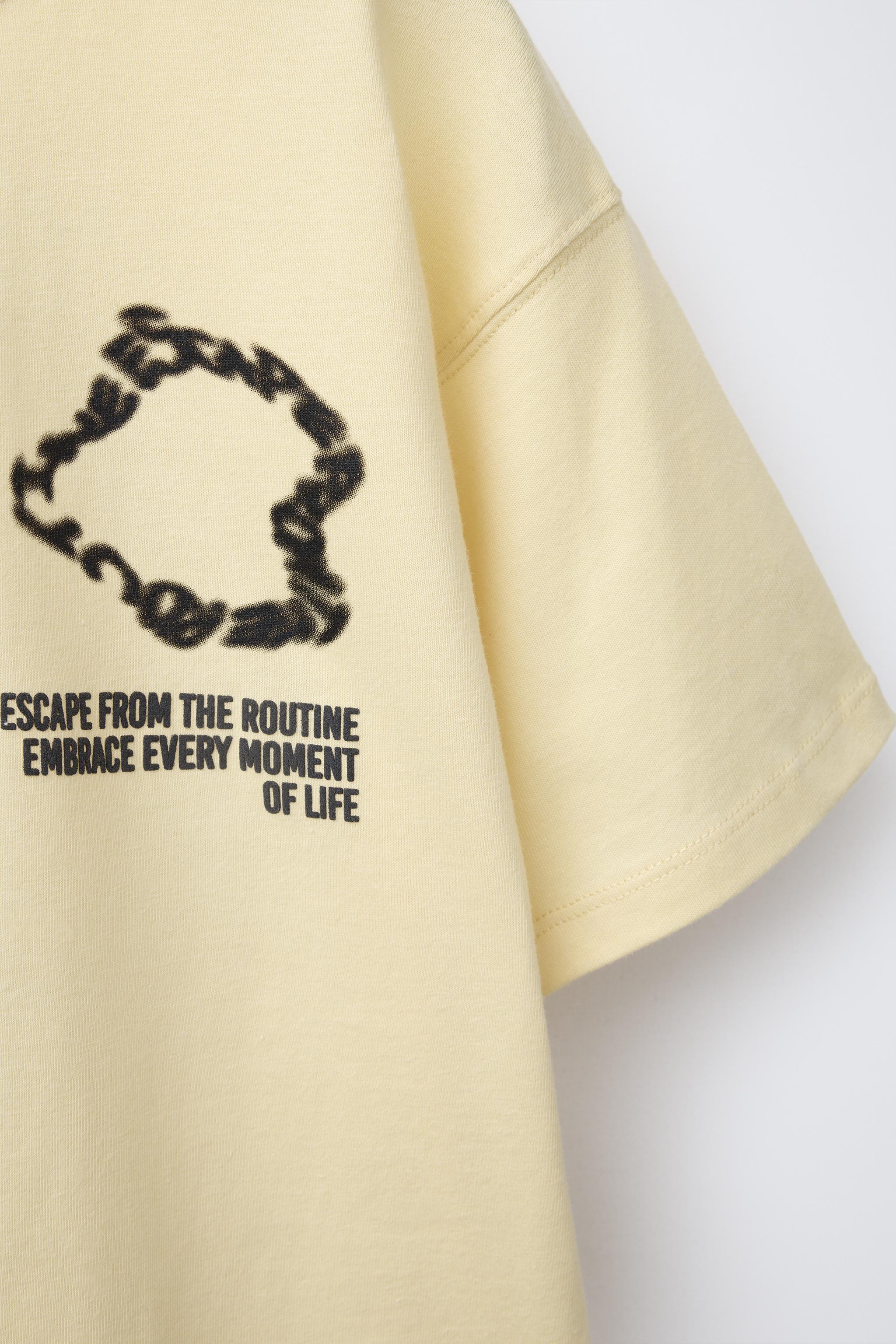 RAISED TEXT PRINT T-SHIRT - Yellow | ZARA United States RAISED TEXT PRINT T-SHIRT - Yellow | ZARA United States