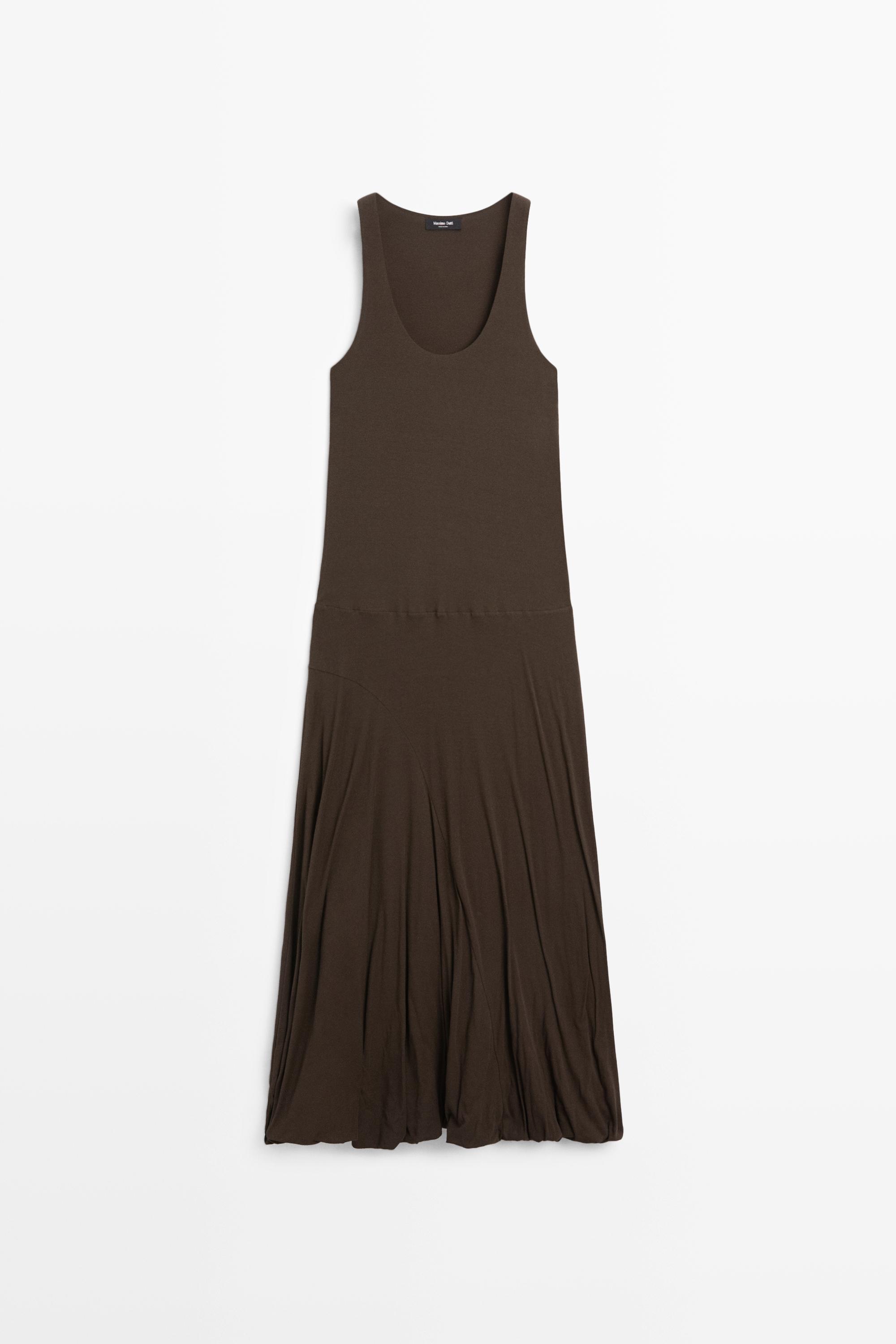Robe midi à détails bouffants