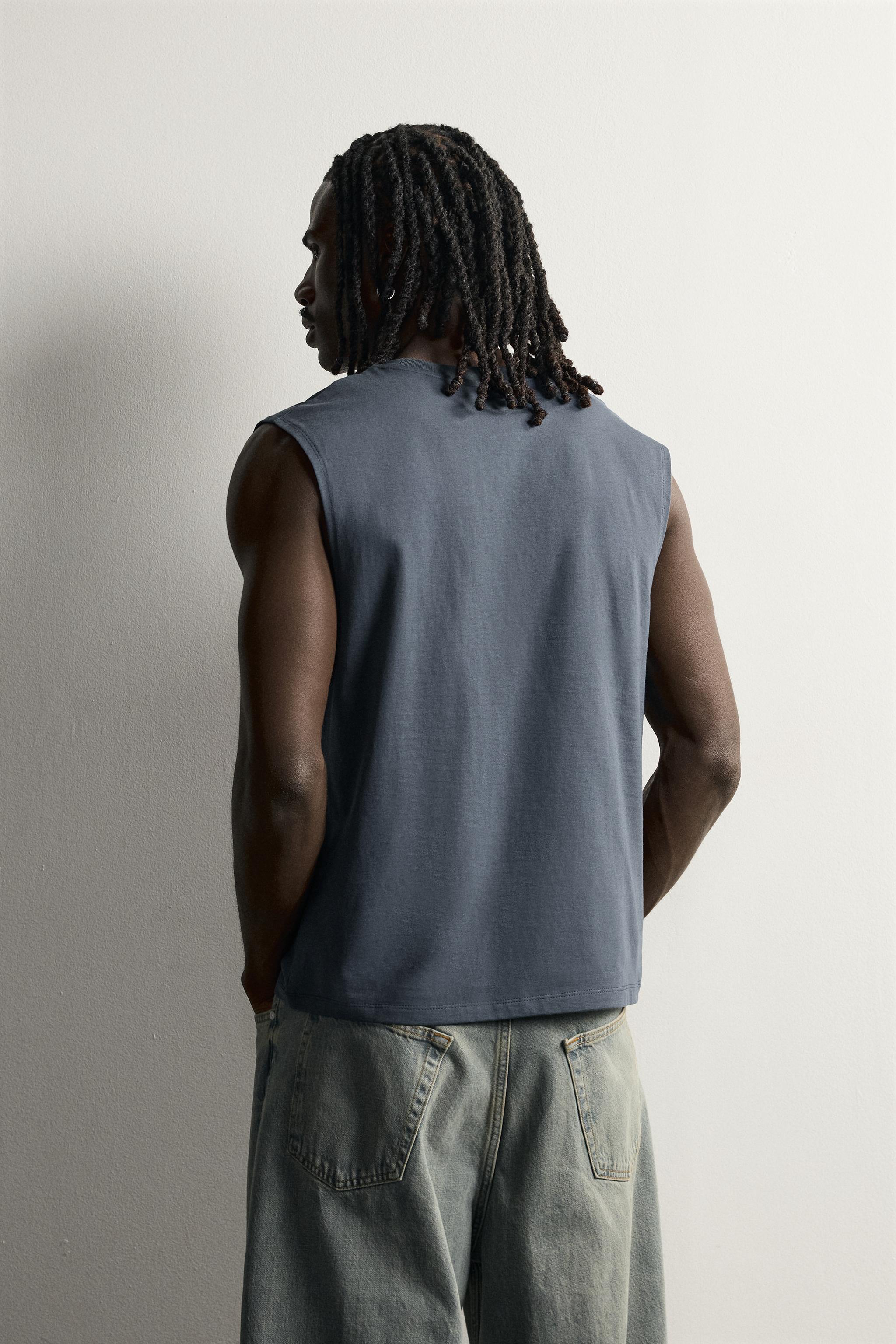 Мужские топы Zara RELAXED FIT CONTRAST GRAPHIC TANK TOP — фото 3