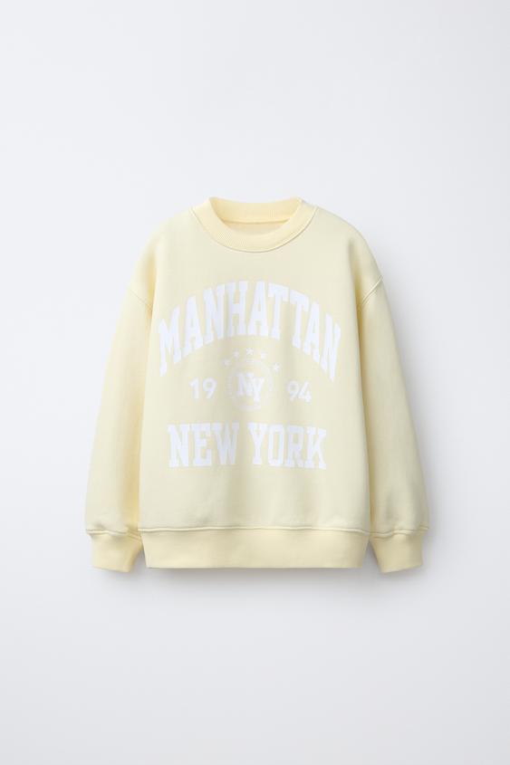 MOLETOM VARSITY COM MENSAGEM - Amarelo da Zara - Imagem 0