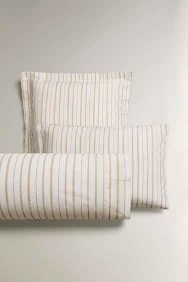 STRIPE PRINT PILLOWCASE - Ochre by Zara - Image 0