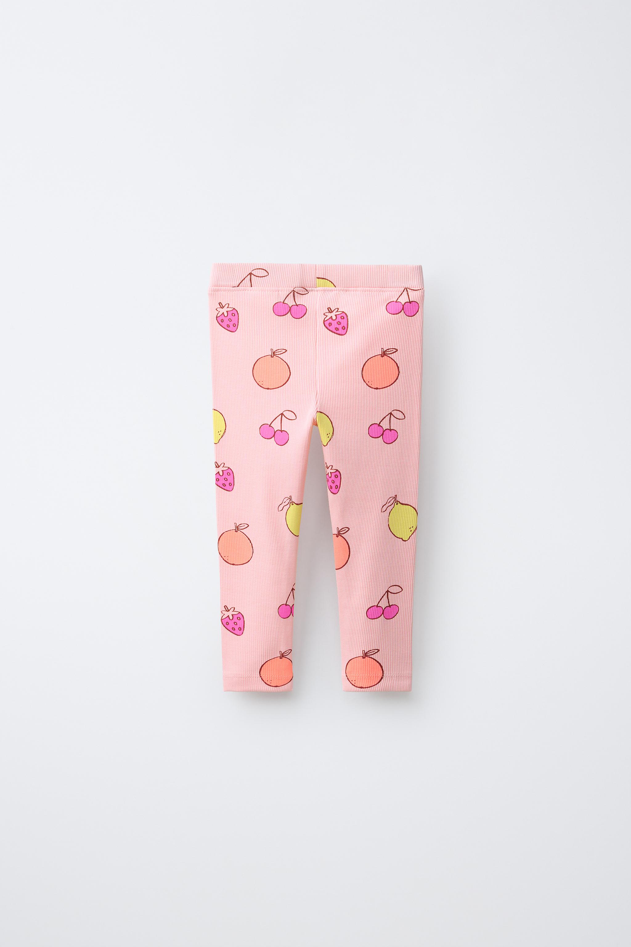 PRINTED RIBBED LEGGINGS — Tangerine