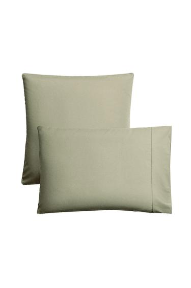 Zara PERCALE COTTON PILLOWCASE (300 THREAD COUNT) - Green marl