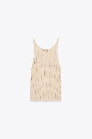 POINTELLE KNIT TOP - Light beige by Zara - Image 6
