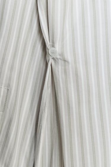 STRIPED POPLIN SHIRT WITH SHOULDER PADS - White / Grey by Zara - Image 8