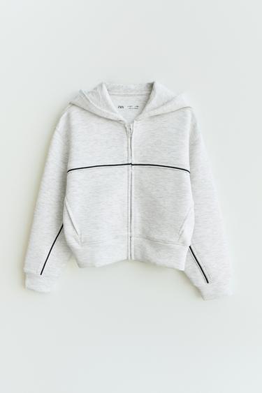 ХУДИ С КОНТРАСТНОЙ ОКАНТОВКОЙ — СЕРЫЙ С МЕЛАНЖЕВЫМ ЭФФЕКТОМ от Zara