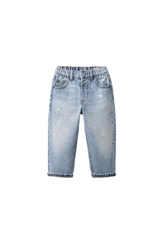 Zara RIPPED LOW STRAIGHT JEANS - Mid-blue - Image 0