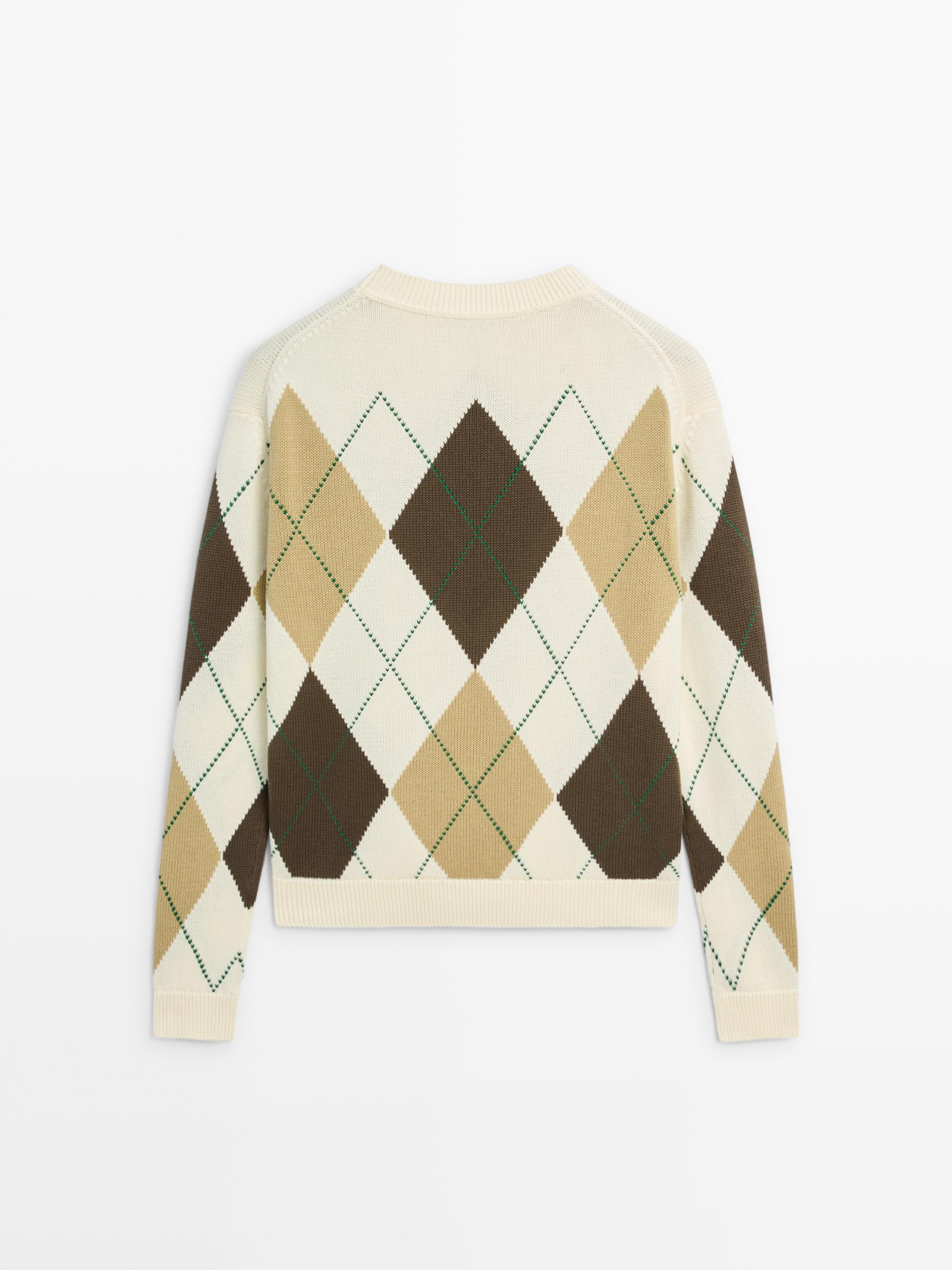 Pull en maille losanges 100% coton