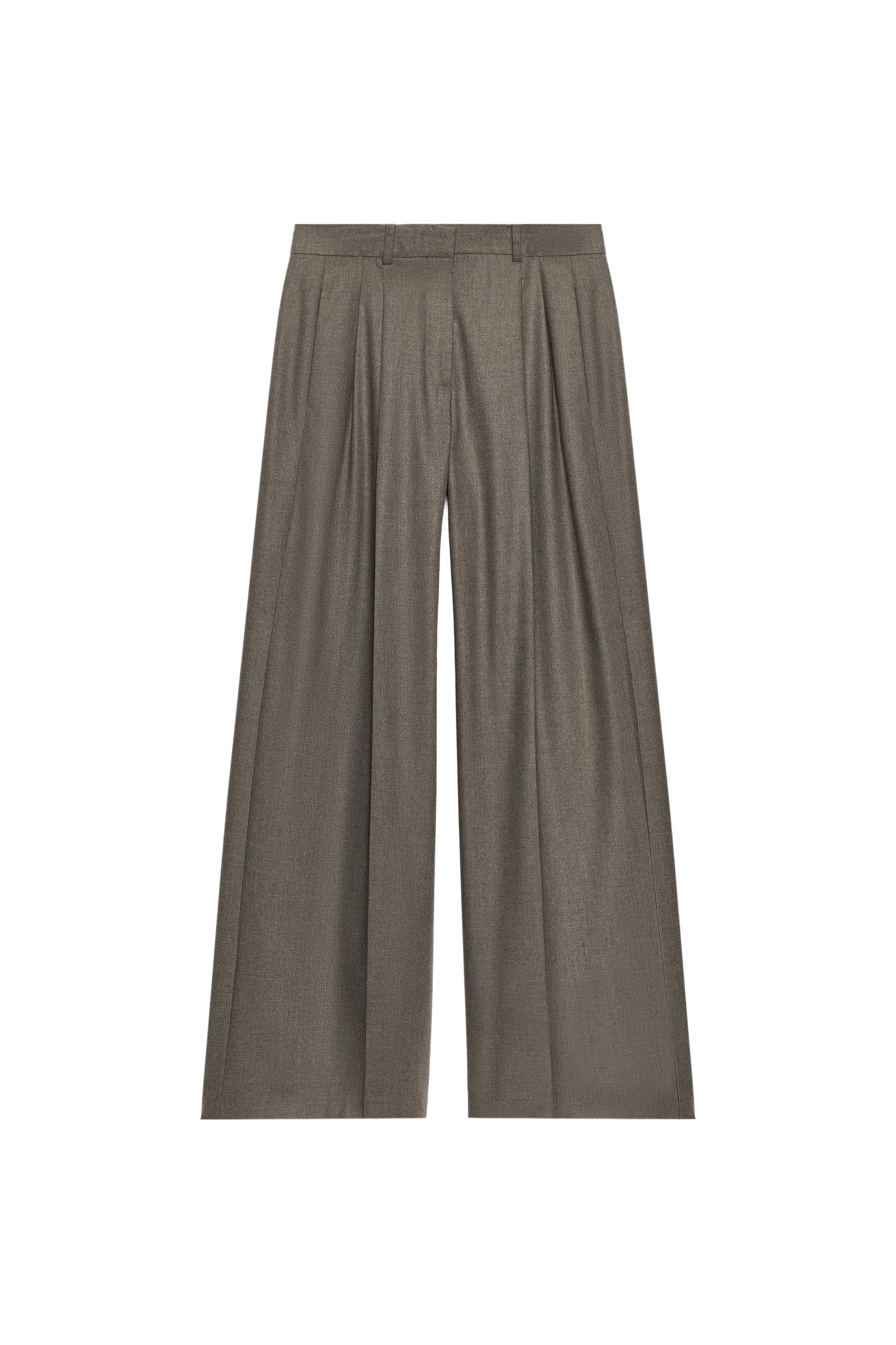 ZW COLLECTION WIDE LEG PLEATED PANTS - Brown | ZARA United States