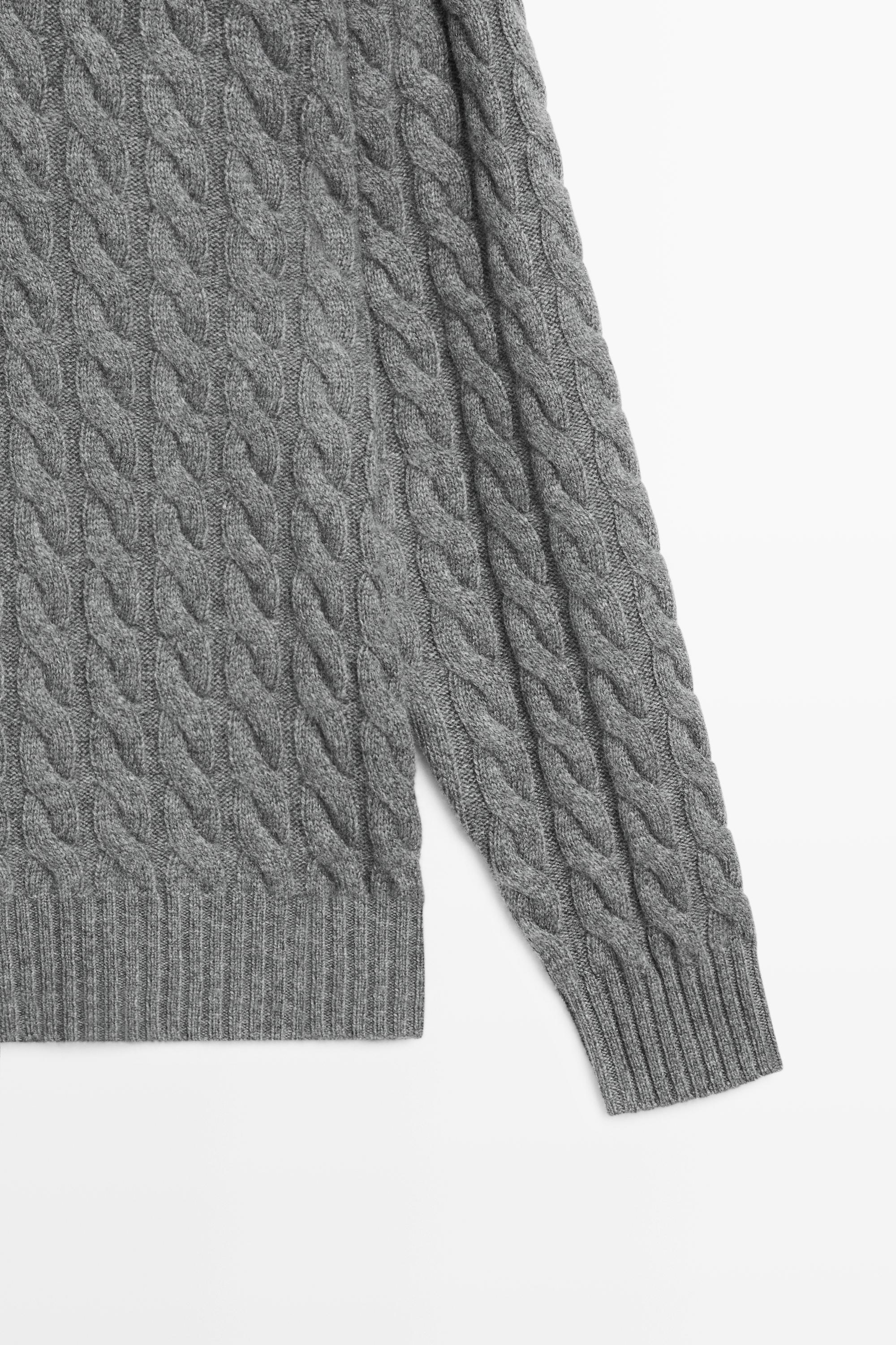 Cable-knit cashmere polo sweater