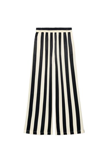 STRIPED WIDE-LEG TROUSERS - Black / White by Zara