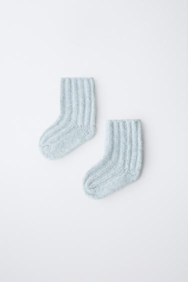 CHAUSSETTES EN MAILLE CÔTELÉE - Bleu d'eau de Zara - Image 3