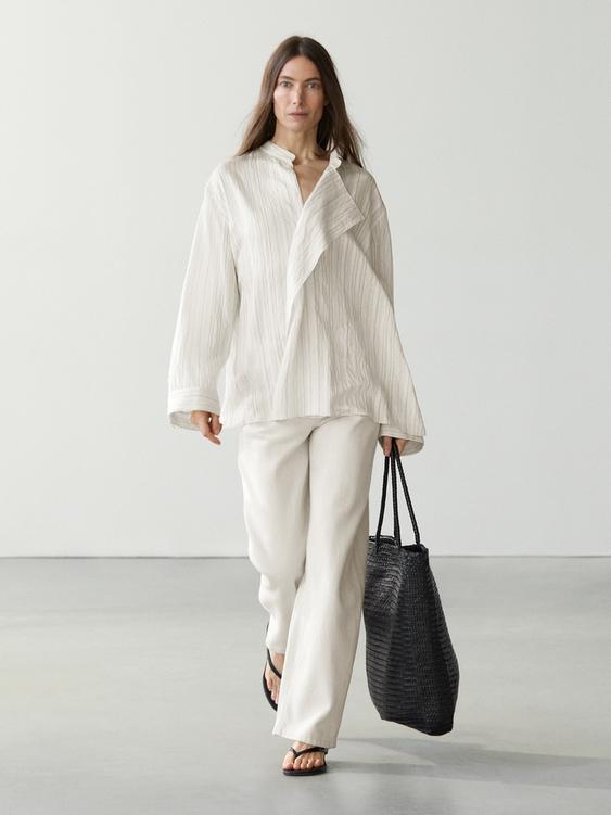 Striped flowing wrap shirt from Zara - $130