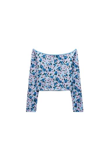 OFF-THE-SHOULDER KNIT JACQUARD TOP