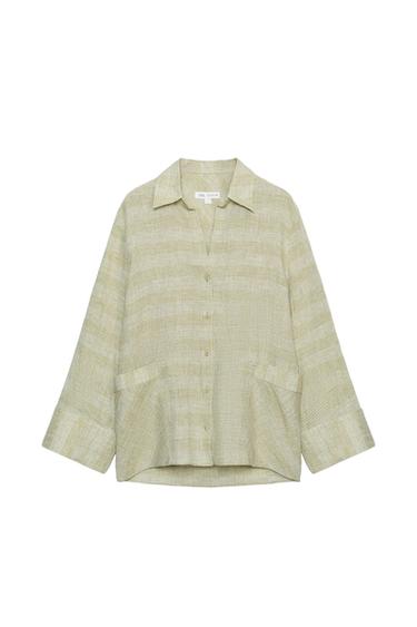 قميص كتان كاروهات ZW COLLECTION - أخضر by Zara