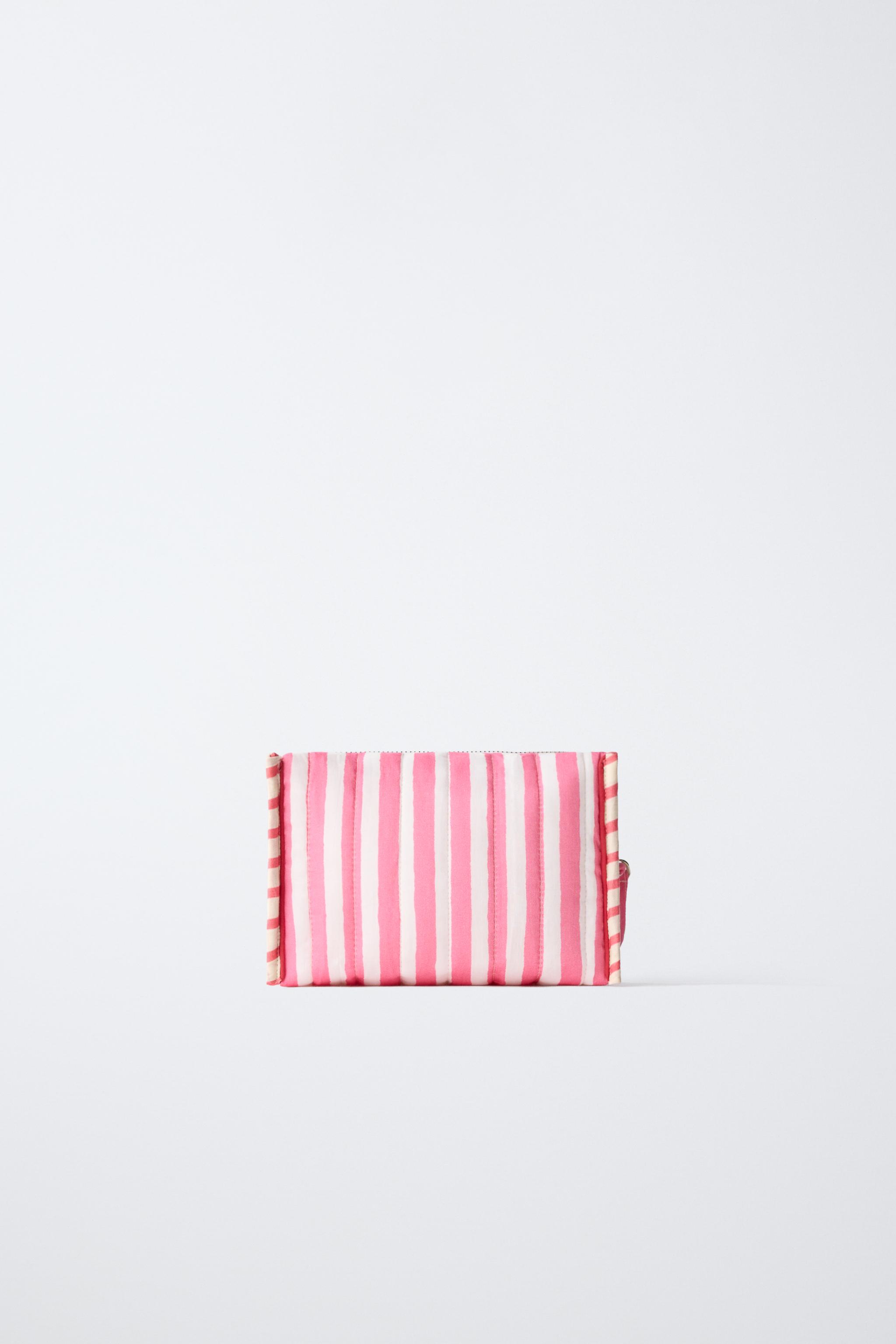 EMBROIDERED STRIPED TOILETRY BAG