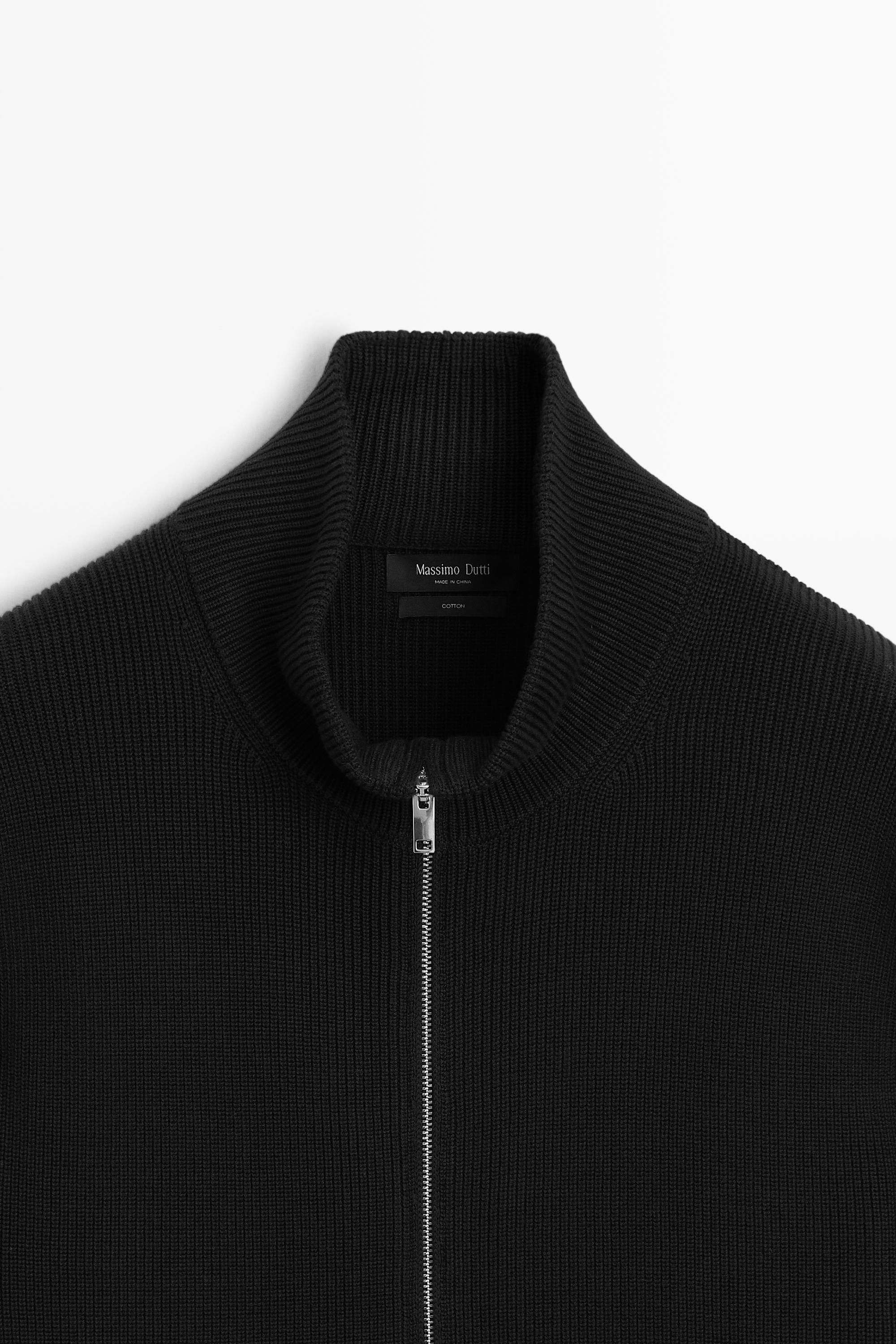 100% cotton ribbed knit cardigan