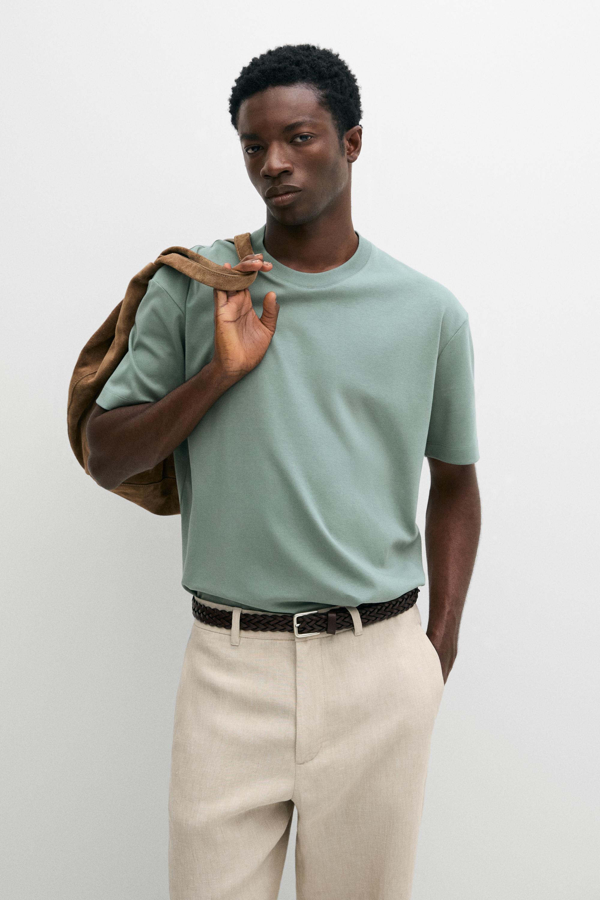 100% cotton short sleeve T-shirt — Gray green