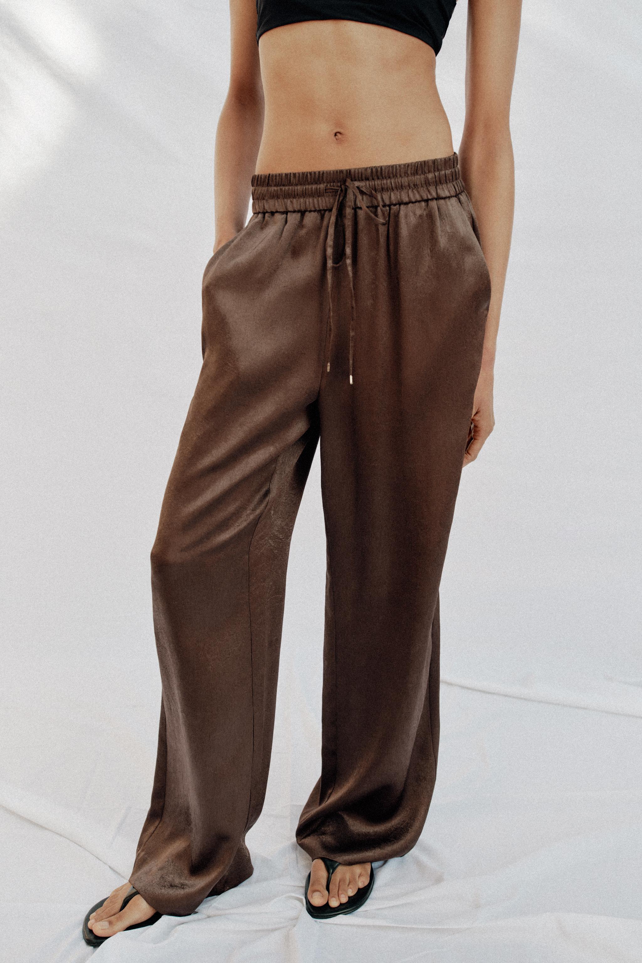 WRINKLE-LOOK FLOWY PANTS