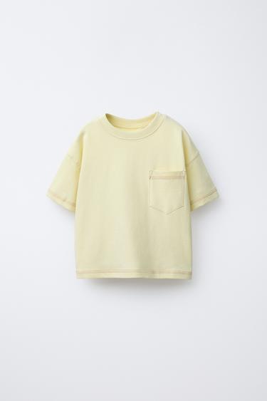 STITCH DETAIL POCKET T-SHIRT - Greenish by Zara