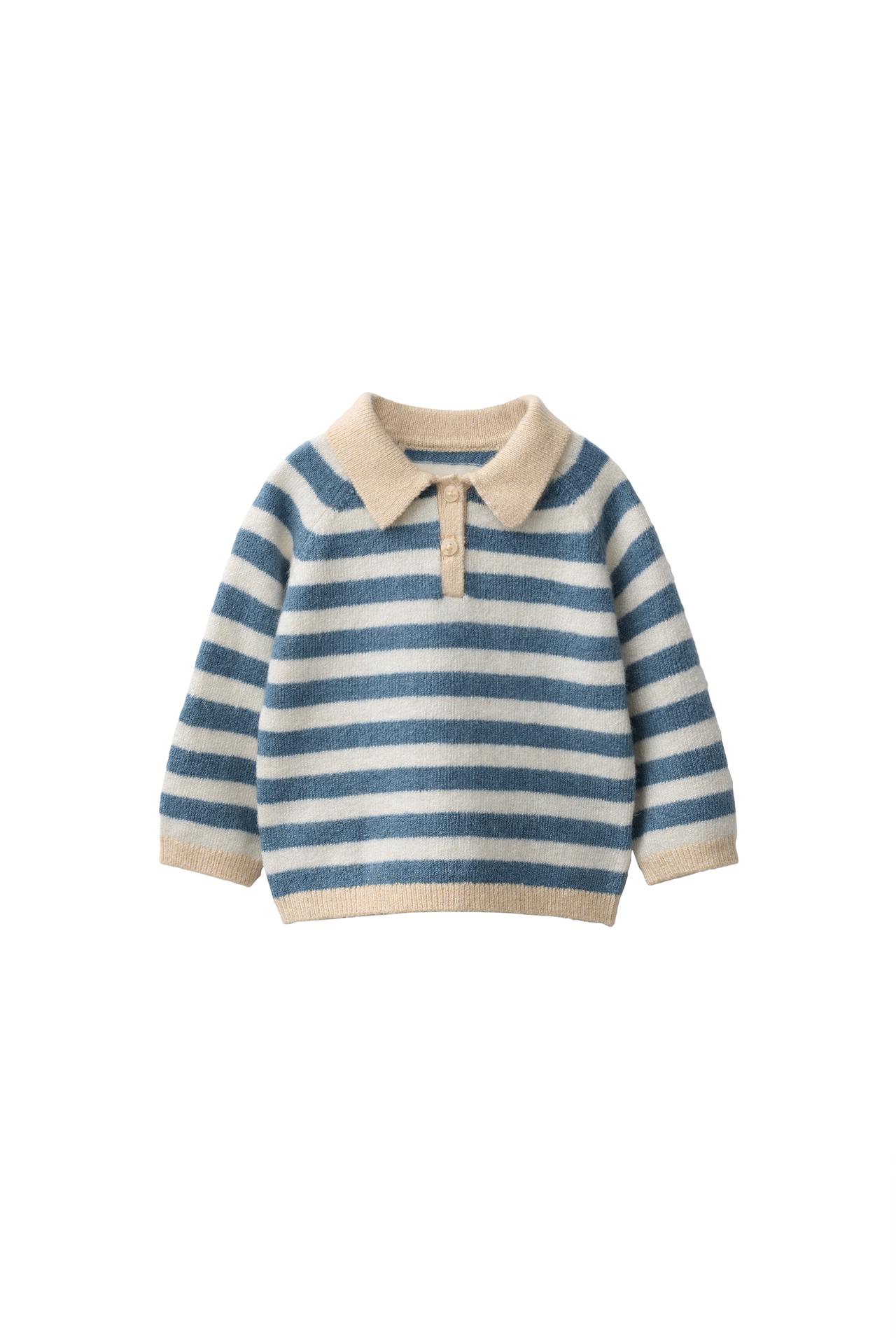STRIPED KNIT POLO JUMPER