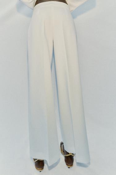 HIGH-WAIST STRAIGHT-LEG TROUSERS - Oyster-white by Zara - Image 3