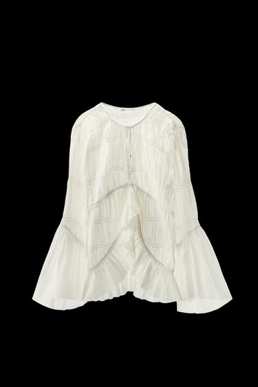 ASYMMETRIC TEXTURED BLOUSE - LIMITED EDITION - Oyster-white by Zara - Image 0