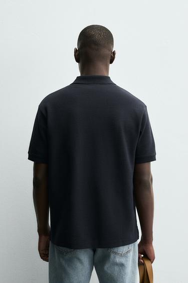 TEXTURED REGULAR FIT POLO SHIRT - Dark navy by Zara - Image 2