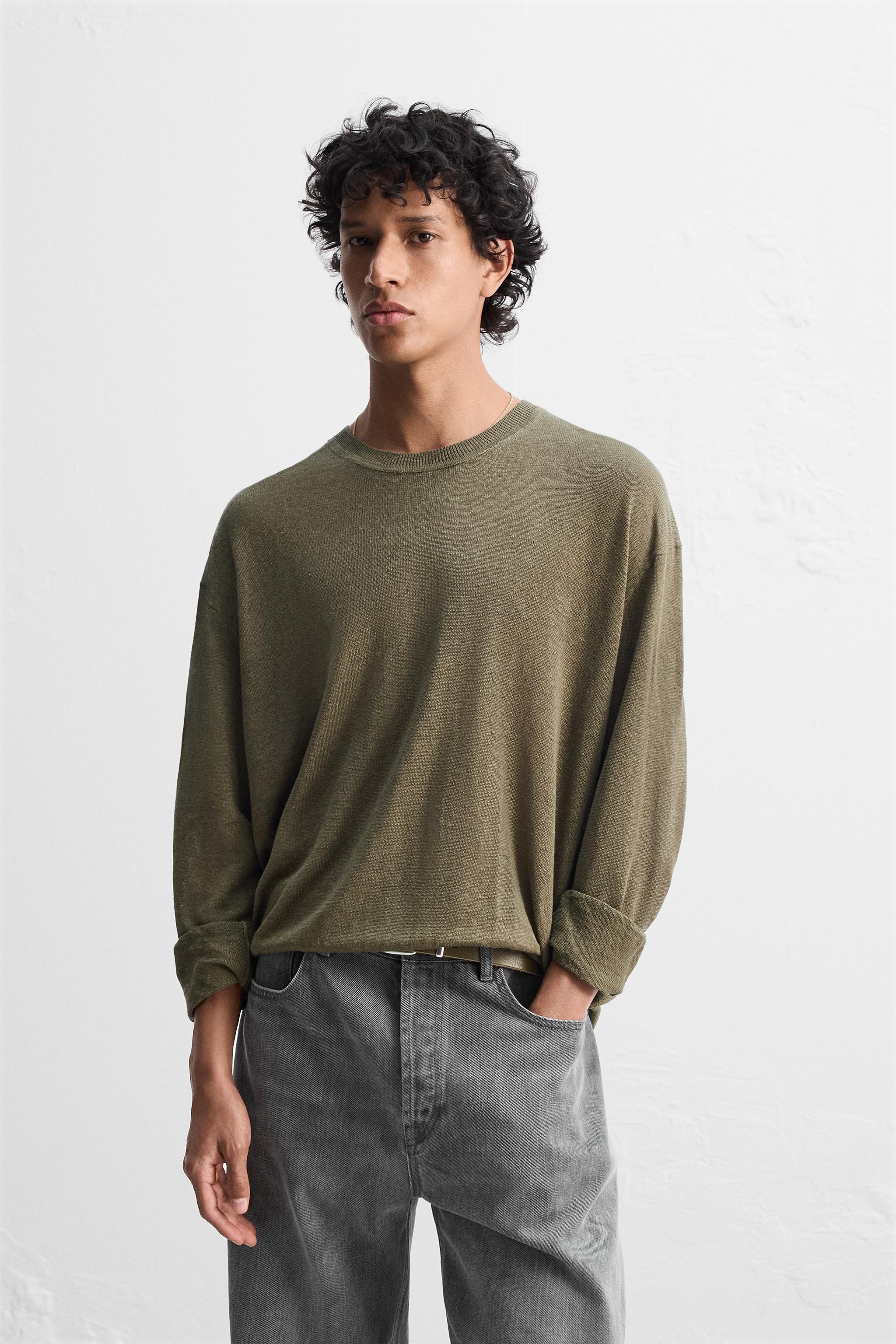 ★ZARA★ LIGHTWEIGHT 100% LINEN SWEATER LIGHTWEIGHT 100% LINEN SWEATER - Brown / Green | ZARA United