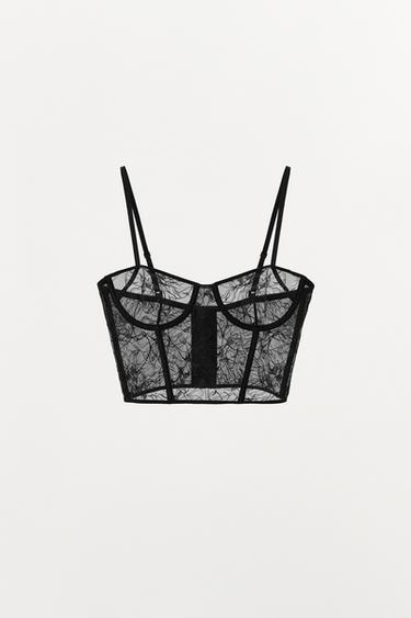 와이어 레이스 코르셋 - Zara 블랙