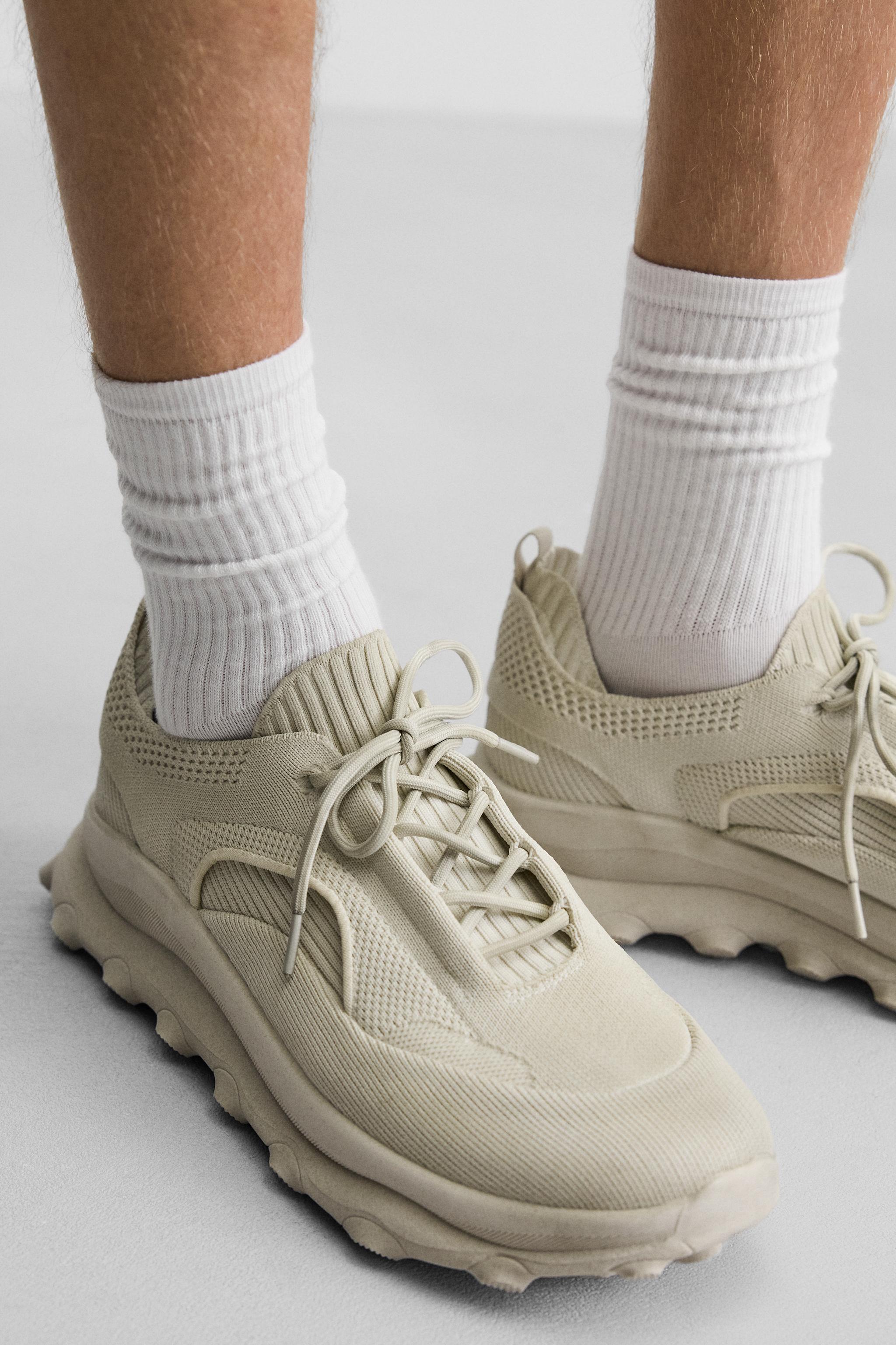 CHUNKY KNIT SNEAKERS - Bone White | ZARA United States