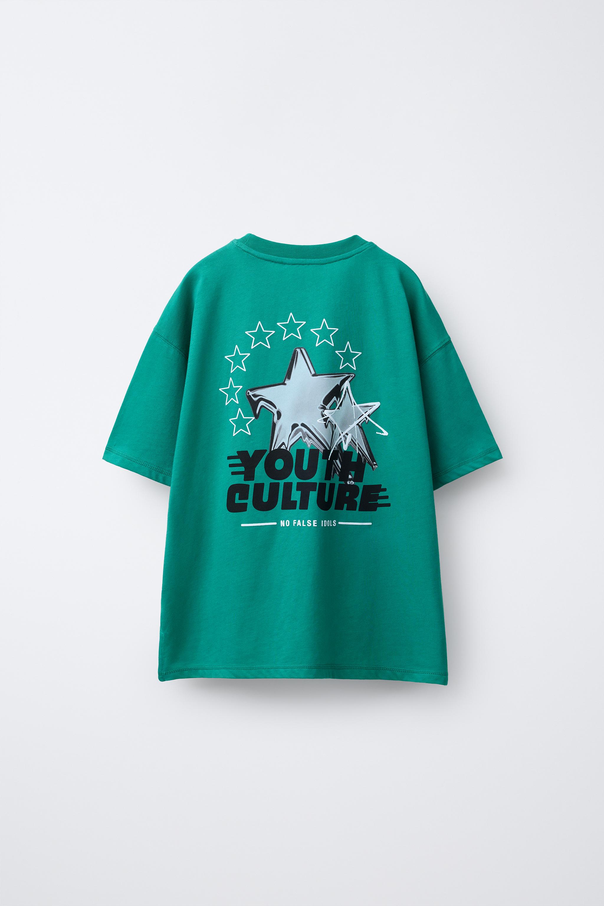 RAISED PRINT T-SHIRT - Green | ZARA United States