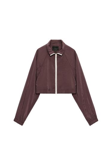 CAZADORA CROP FLUIDA - Berenjena de Zara