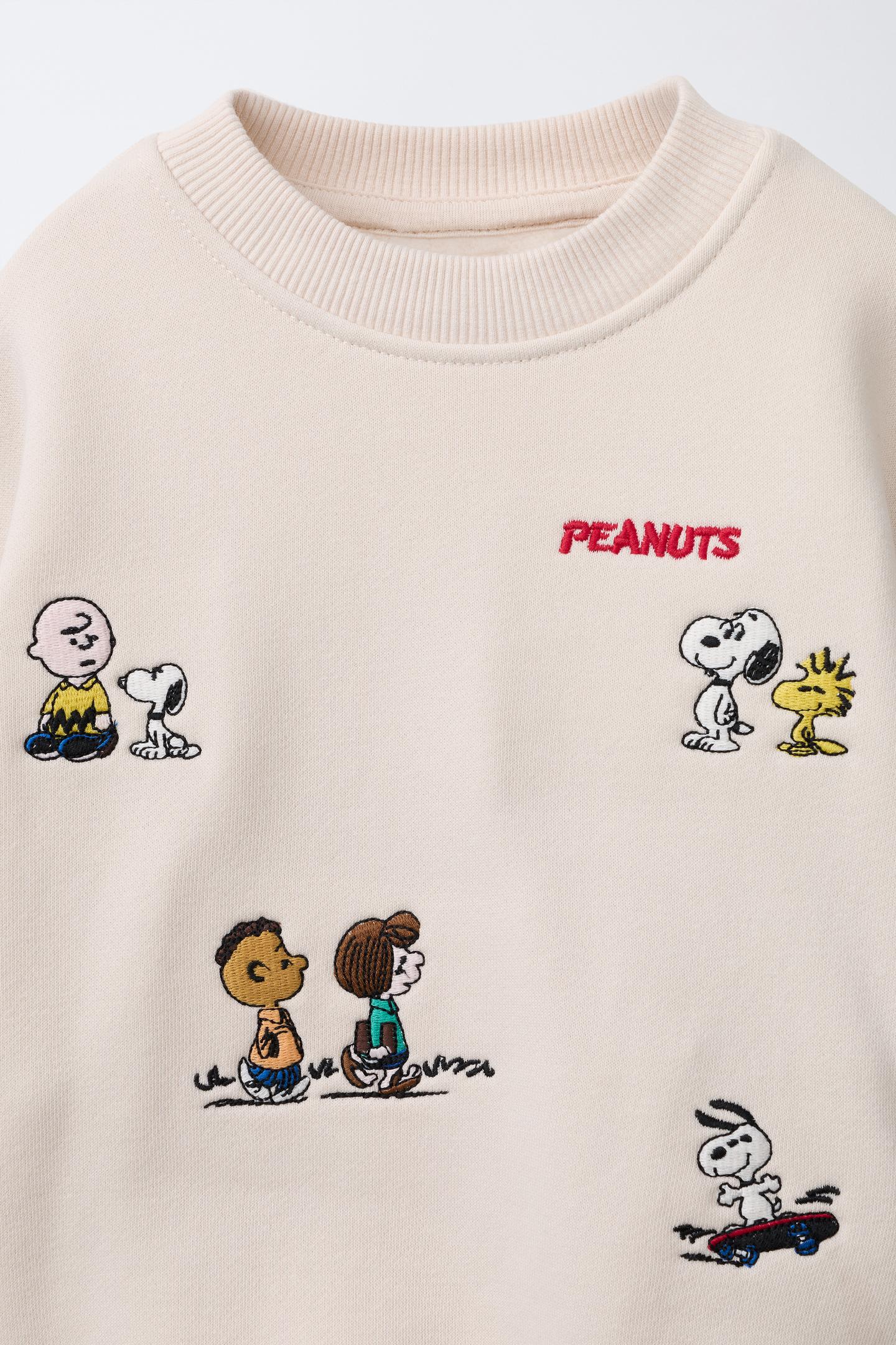 Детская толстовка Zara Snoopy Peanuts™ Embroidered, цвет: Экрю — фото 3
