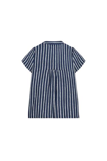 STRIPED LINEN BLEND SHIRT - Blue/White by Zara