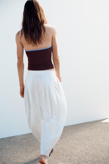 PANTALON AMPlE À PLIS - Gris bleu de Zara - Image 4