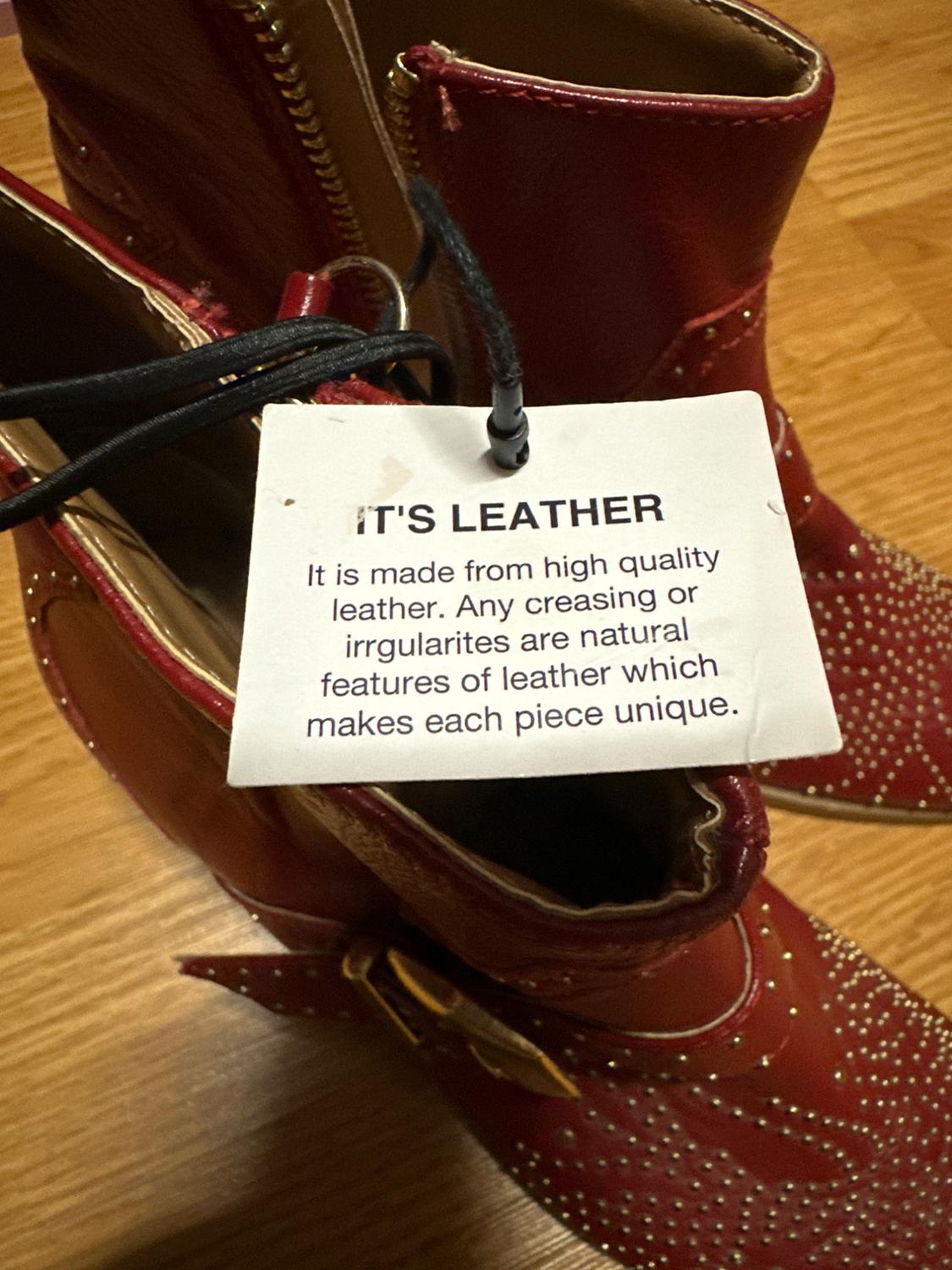 LEATHER RED WINE COWBOY BOOTIES - Image 6
