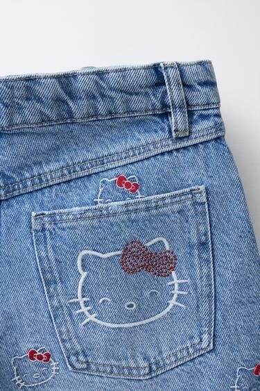 SHORT EN JEAN BRODERIES HELLO KITTY © SANRIO - Bleu de Zara - Image 3