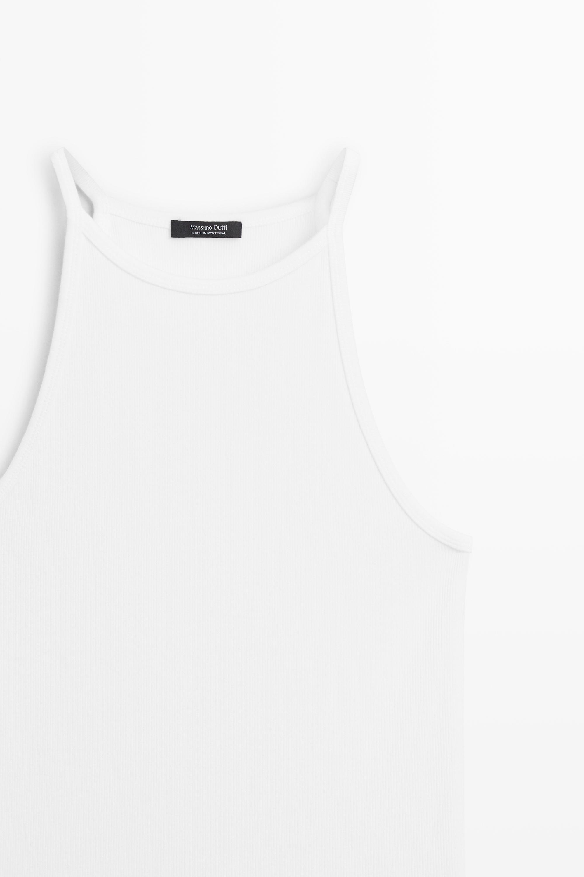 Top encolure américaine en coton mélangé