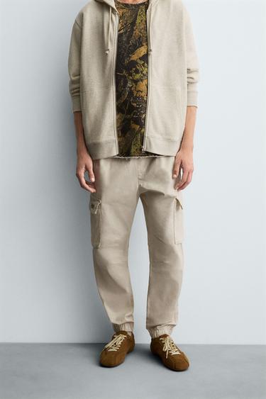 Zara SLIM FIT CARGO PANTS - Ice