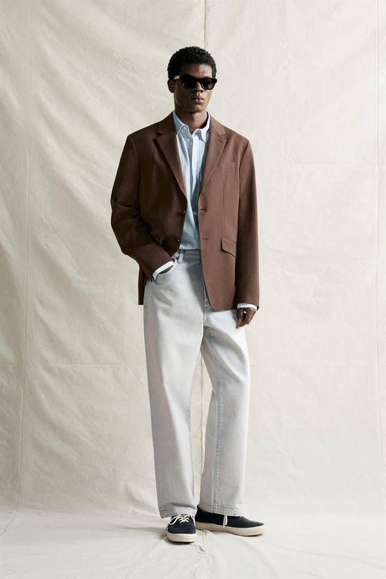 Zara 標準版型西裝外套 - 棕色 - 圖片 0