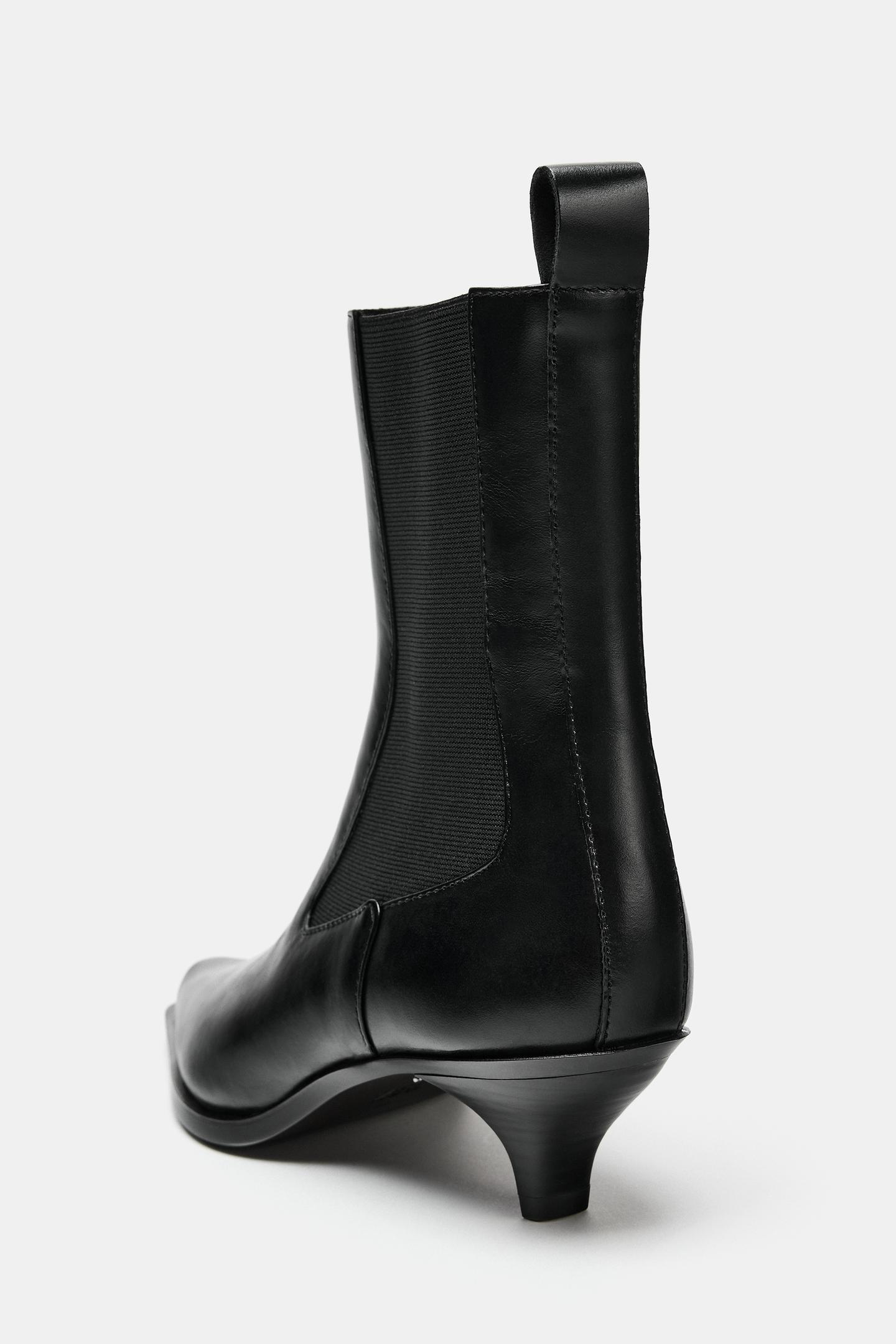Женские ботинки Zara Combined Kitten Heel Booties, цвет: Чёрный — фото 5
