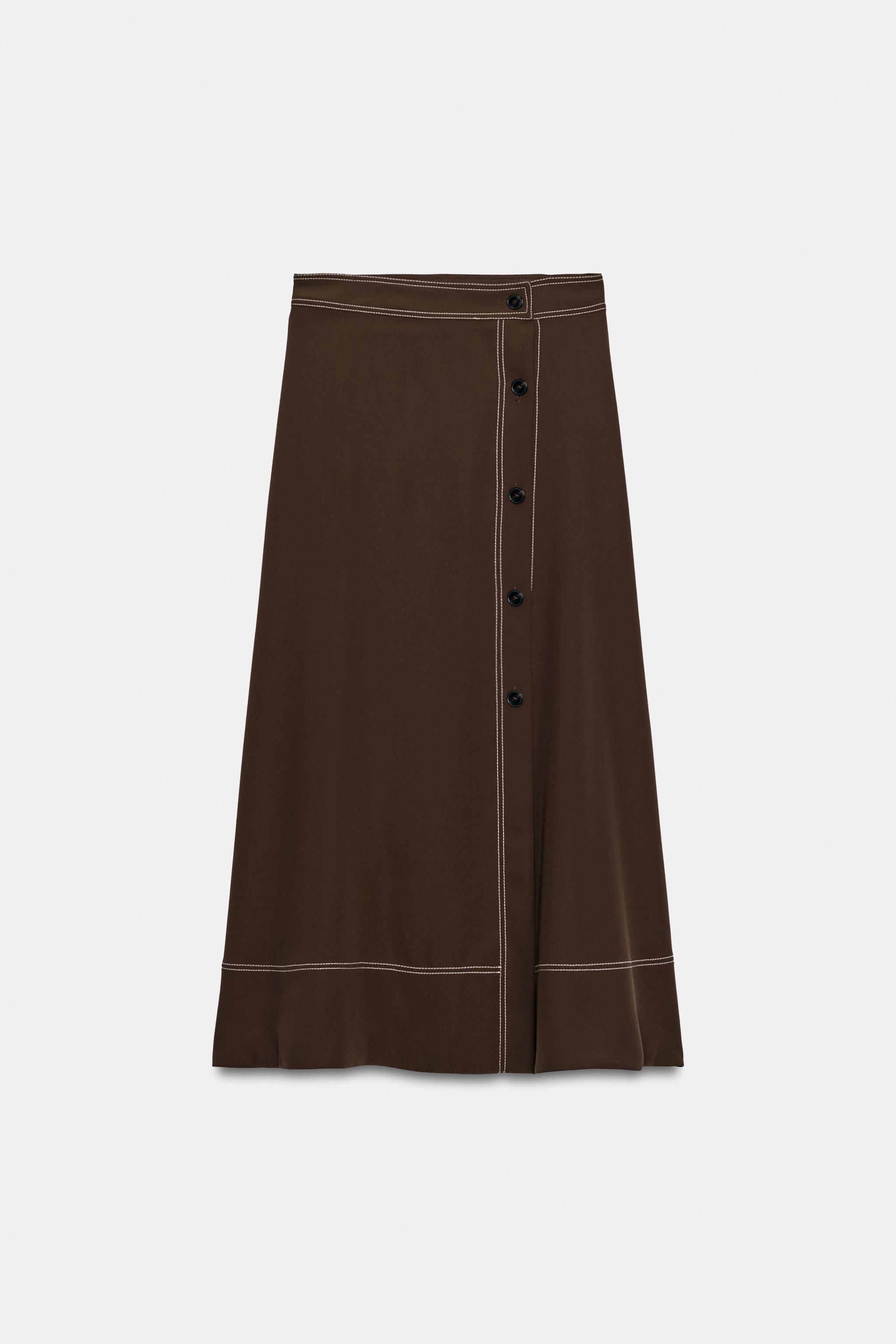 JUPE MI-LONGUE CAPE SURPIQÛRE CONTRASTE