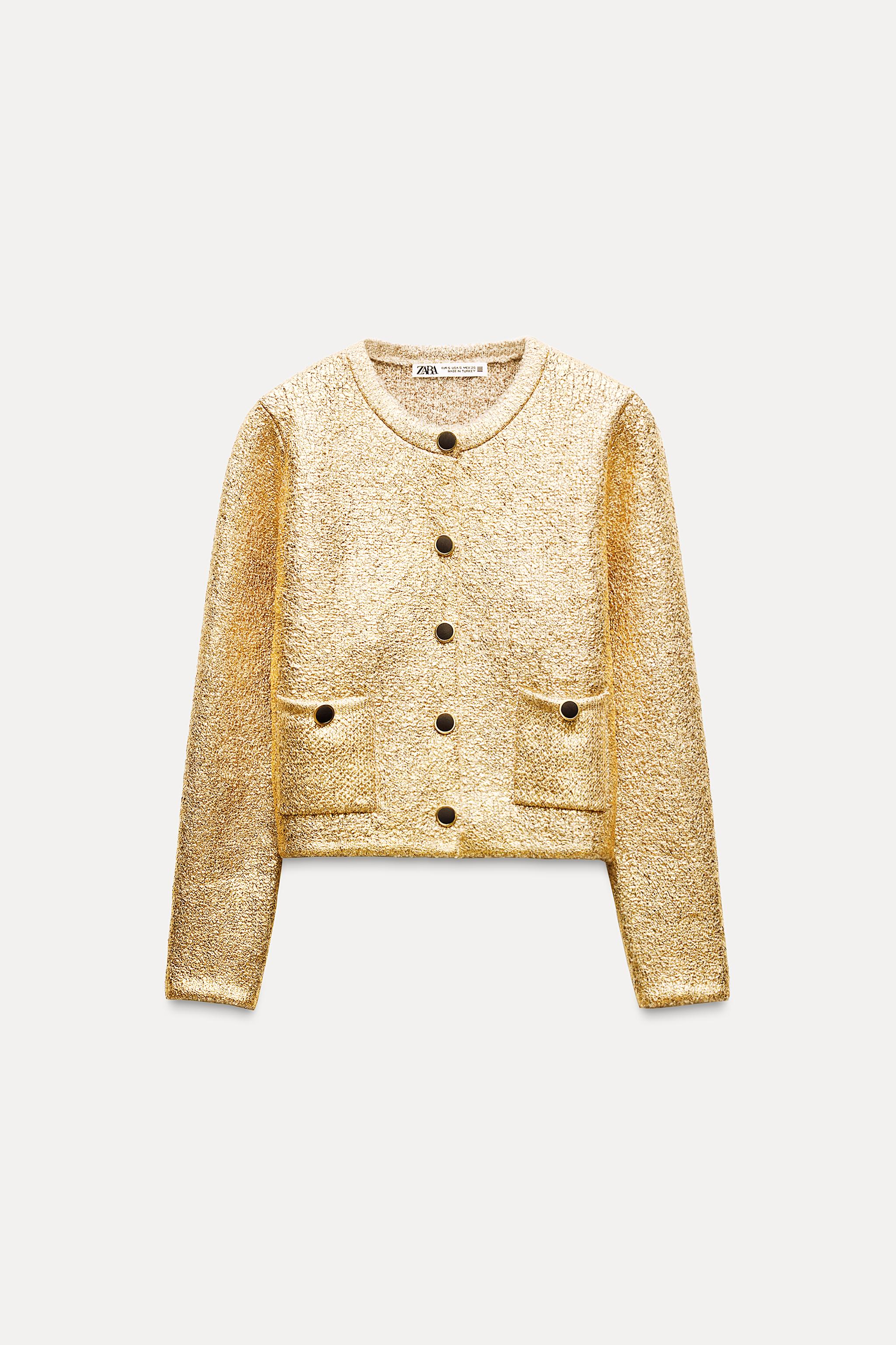 ZARA フォイルニットフーディ メタリック ニット - メルカリ