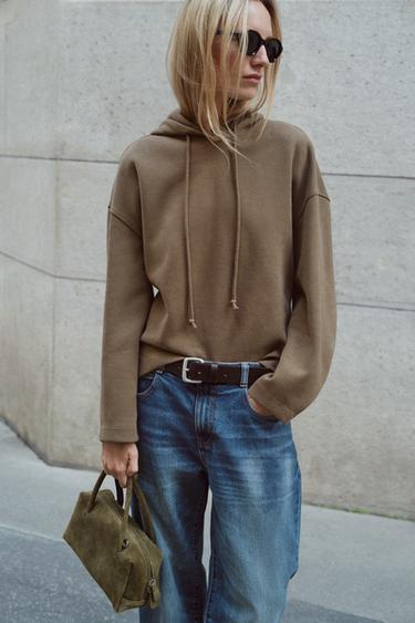 Zara SOFT HOODIE - Dark mink