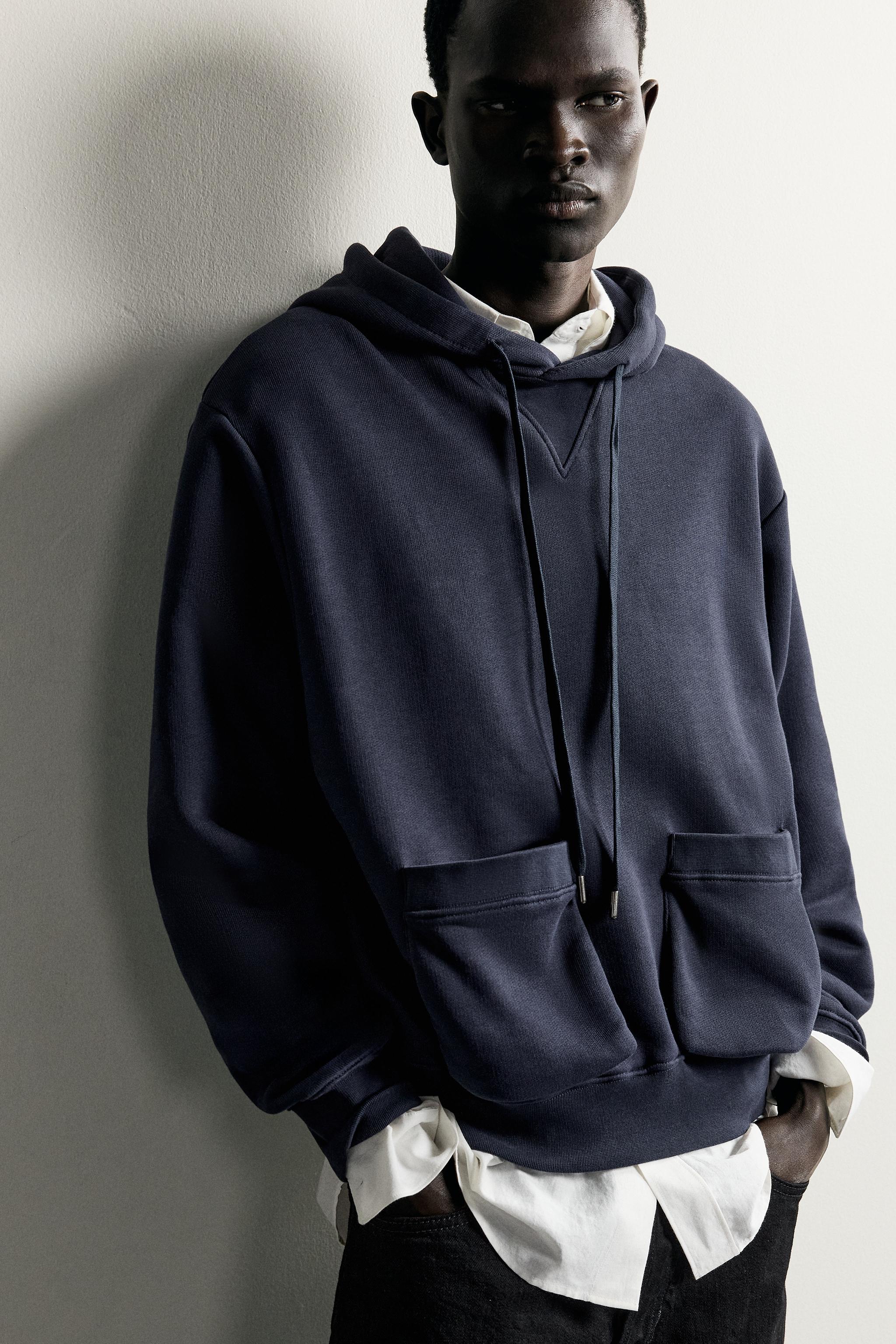 Zara RELAXED FIT KAPÜŞONLU CEPLİ SWEATSHIRT görsel 5
