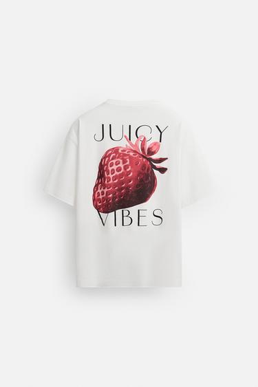 CAMISETA ESTAMPADO FRESA - Blanco de Zara