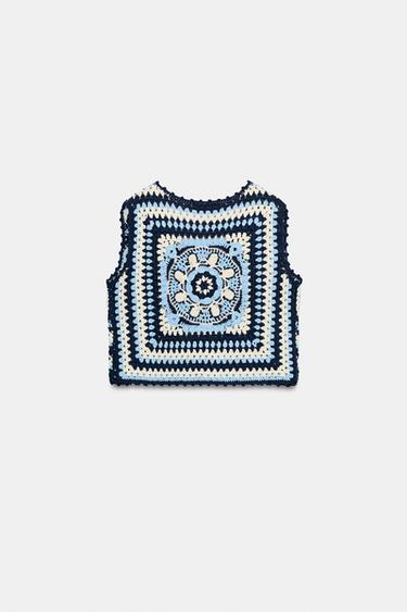 CROCHET KNIT VEST - Multicoloured by Zara - Image 7