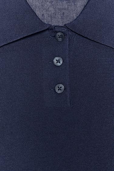 POLO EN MAILLE UNIE - Bleu marine de Zara - Image 4